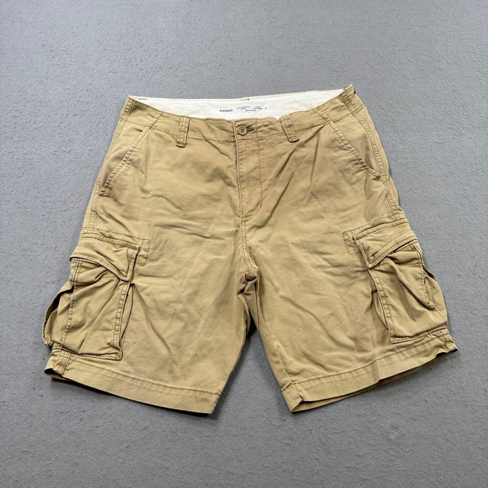 Old Navy Cargo Shorts Men's 34 Tan Khaki Lived-In Straight Built-In Flex Hunting